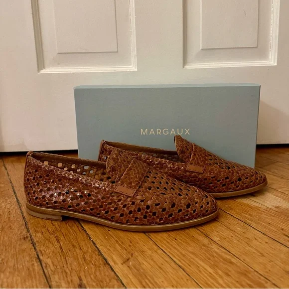 ✨🆕 NWB Margaux Andie cognac brown woven leather loafer, 38N - Picture 5 of 10